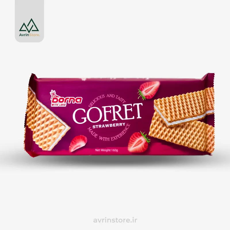 Dorna-gofret-strawberry-160gr ویفر گوفرت توت فرنگی 160 گرمی درنا - Image 1
